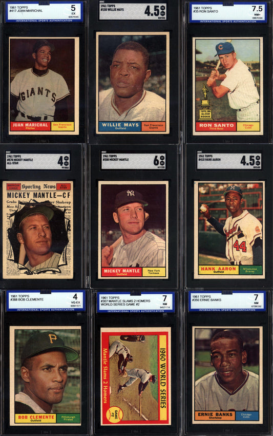 1961 Topps Baseball Set Break 587 Spot Random Card (Mickey Mantle SGC 6, Ron Santo Rookie ISA 7.5, Juan Marichal Rookie ISA 5, Mantle Slams ISA 7, etc.!)