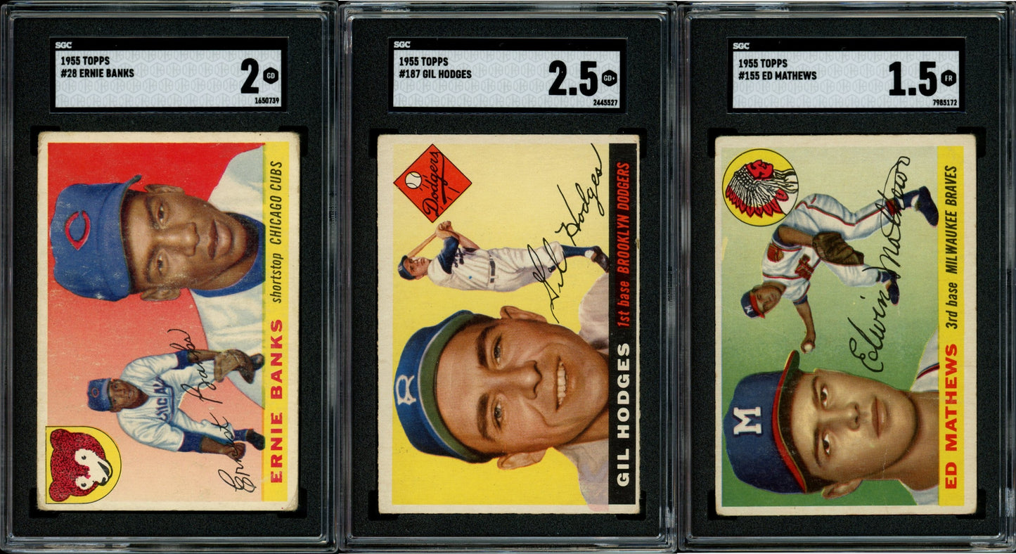 1955 Topps Baseball Set Break 206 Spot Random Card (Sandy Koufax Rookie SGC 3, Roberto Clemente Rookie SGC 1.5, Harmon Killebrew Rookie PSA 2, Phil Rizzuto SGC 4.5, Ted Williams SGC 2, etc!)