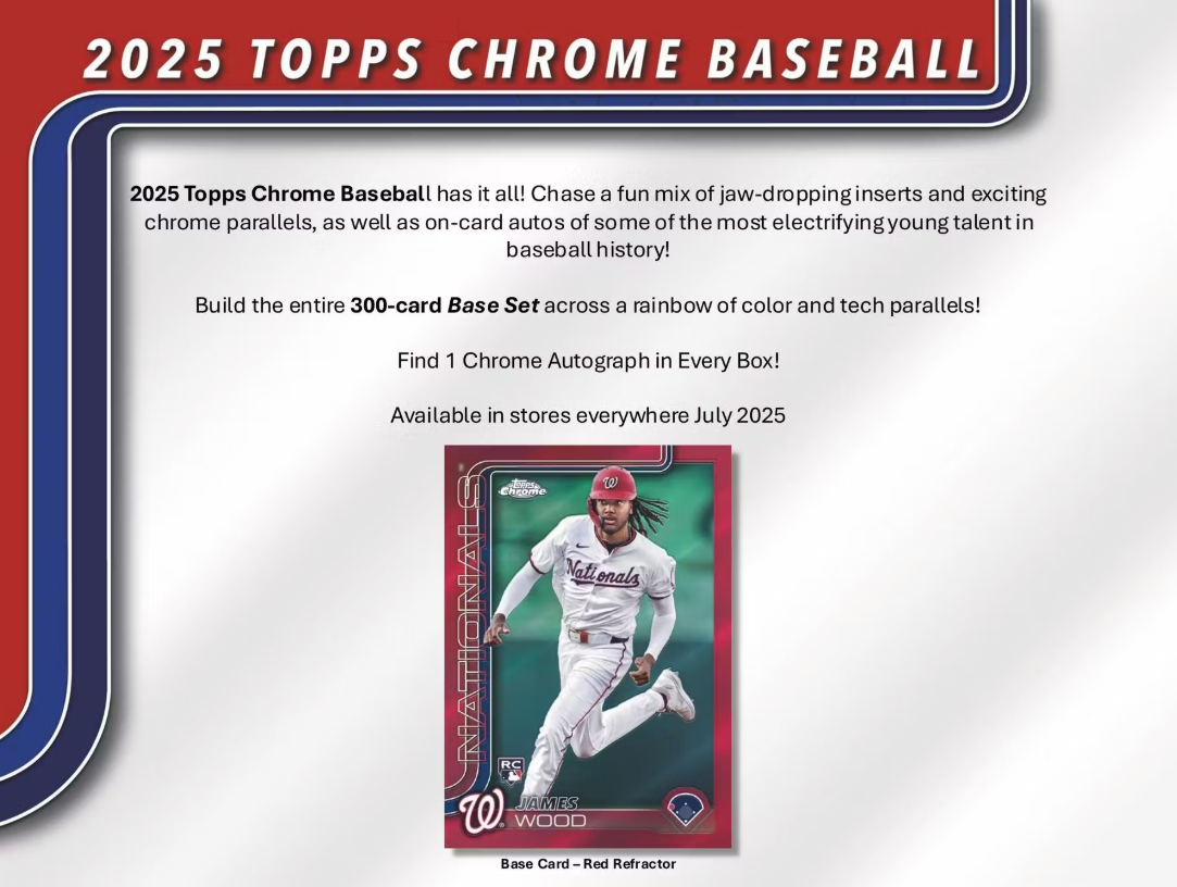 2025 Topps Chrome Baseball 7-Pack Blaster 40-Box Case X 1 25 Topps Chrome Baseball Jumbo Box 30 Spot Random Team Break