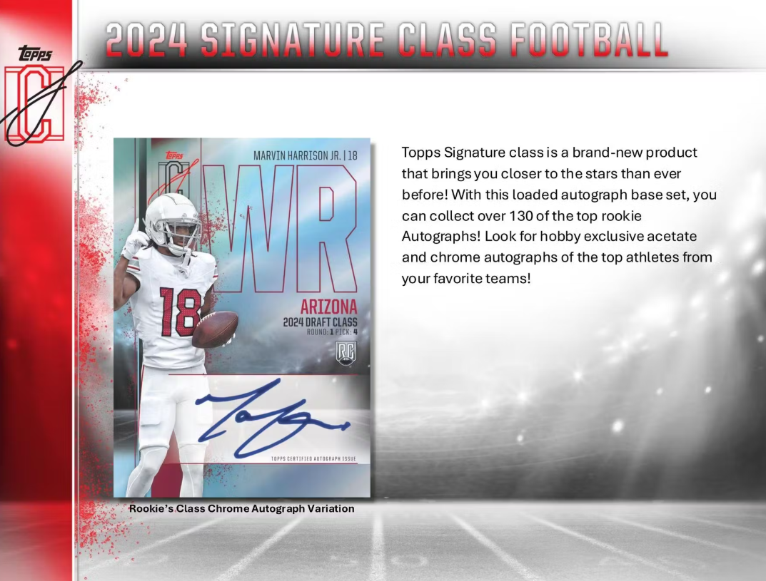 2024 Topps Signature Class Football Hobby Box 5 Spot Random Pack