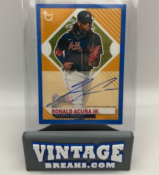 Blue Parallel Auto /30 of Ronald Acuna Jr Pulled by Vintage Breaks
