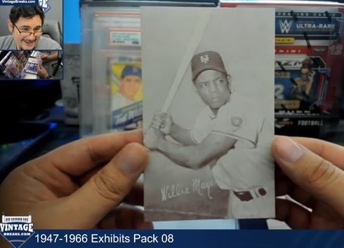 1947-1966 Exhibits Willie Mays Card Pulled from Pack by Vintage Breaks