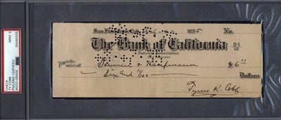 Ty Cobb Signed Check Highlights Memorabilia Break with Vintage Breaks