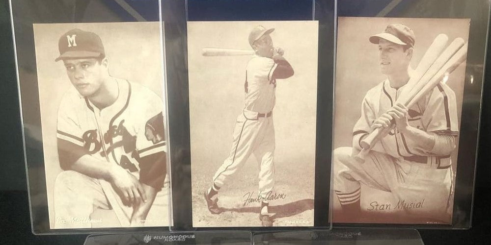 Five Hall of Fame Players Including Hank Aaron Pulled from 1947-1966 Exhibits Pack