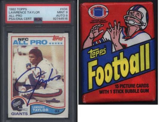 Signed 1982 Topps Lawrence Taylor Rookie Card in Cornerstone Break