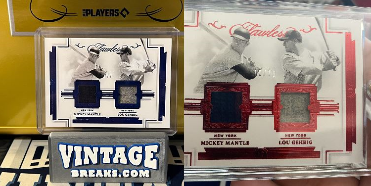 TWO Mickey Mantle and Lou Gehrig Patch Cards Pulled by Vintage Breaks