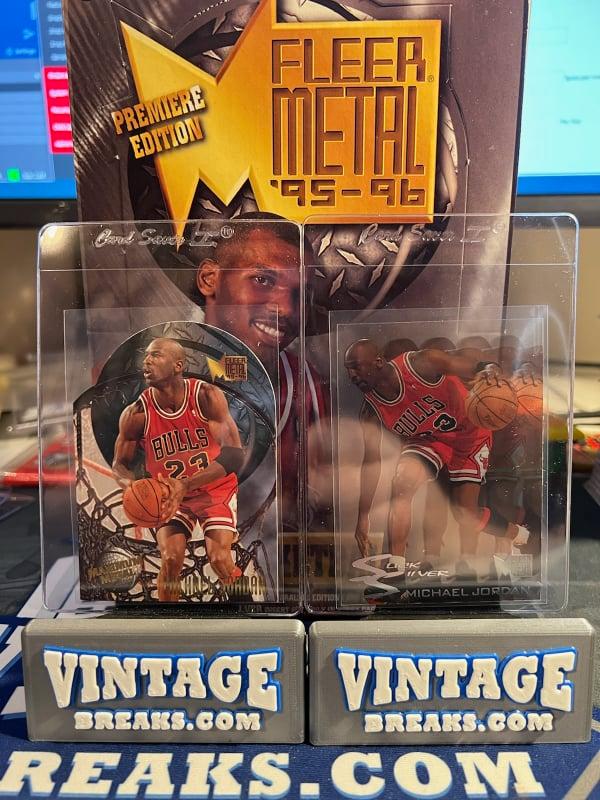 Two Michael Jordan Inserts Pulled from 1995-96 Fleer Metal by Vintage Breaks
