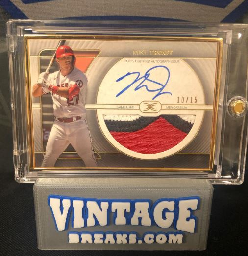 Mike Trout Topps Definitive Autographed Patch Card Pulled by Vintage Breaks