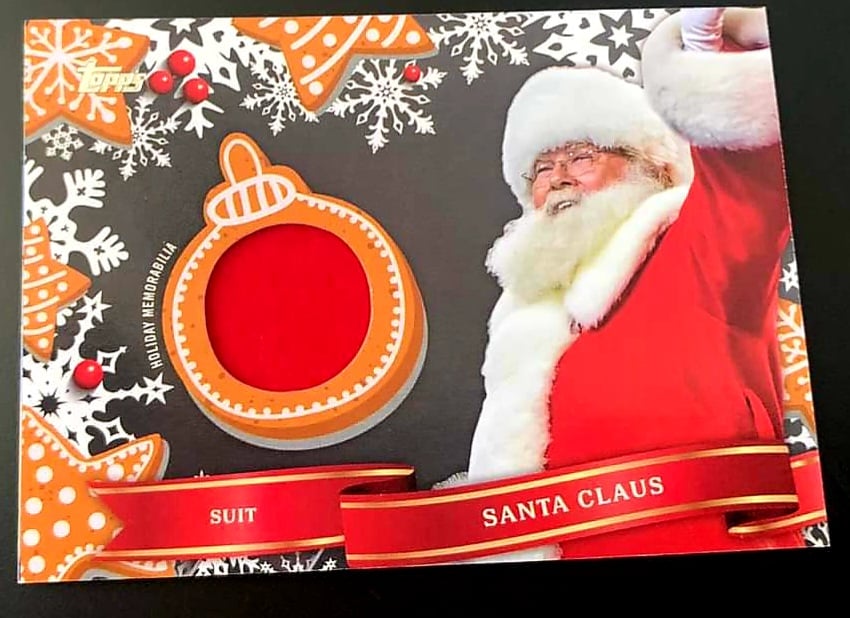 Santa Claus Suit Relics in 2021 Topps Holiday Baseball is Christmas Fun