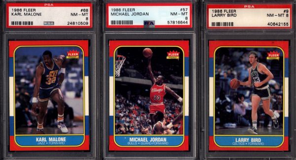 1986-87 Fleer Basketball Set Break with PSA 8 Michael Jordan Rookie