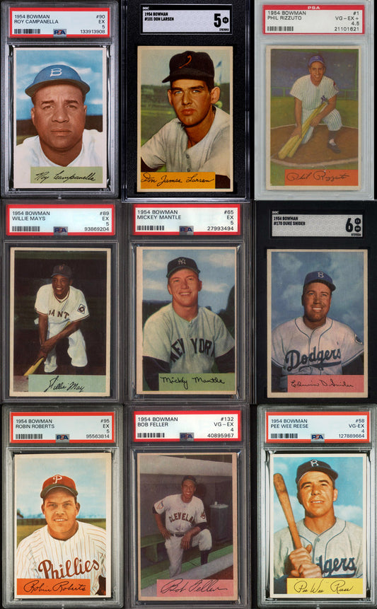 1954 Bowman Baseball Set Break 224 Spot Random Card (Mickey Mantle PSA 5, Willie Mays PSA 5, Duke Snider SGC 6, etc!)