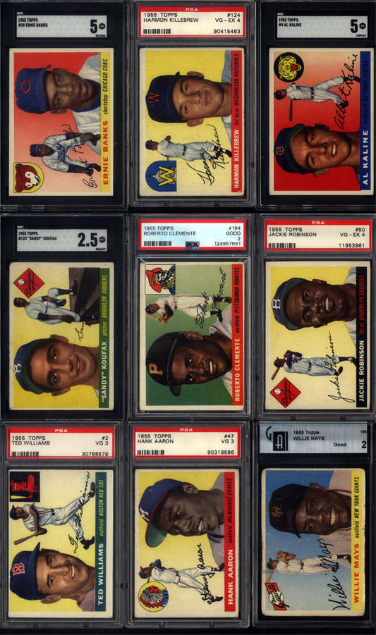 1955 Topps Baseball Set Break 206 Spot Random Card (Roberto Clemente Rookie PSA 2, Sandy Koufax Rookie SGC 2.5, Jackie Robinson PSA 4, etc!)