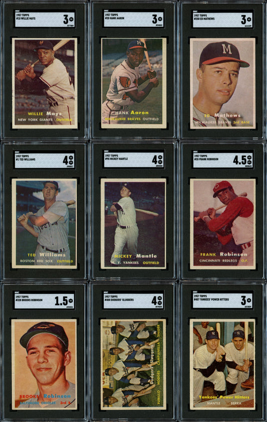 1957 Topps Baseball Set Break 407 Spot Random Card (Mickey Mantle SGC 4, Frank Robinson Rookie SGC 4.5, Ted Williams SGC 4, etc.!)