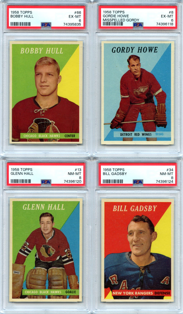 1958 Topps Hockey Super High Grade Complete Set Break 66 Spot Random Card (Bobby Hull Rookie PSA 6, Gordie Howe PSA 6, Glenn Hall PSA 8, etc.!)