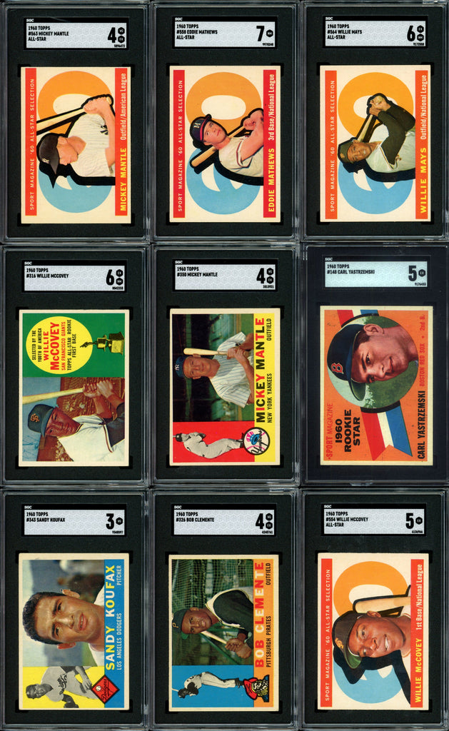 1960 Topps Baseball Set Break 572 Spot Random Card (Mickey Mantle SGC 4, Carl Yastrzemski RC SGC 5, Willie McCovey RC SGC 6, Mickey Mantle All-Star SGC 4, etc!)