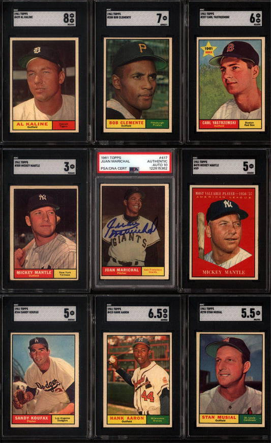 1961 Topps Baseball Set Break 587 Spot Random Card (Mickey Mantle PSA 4, Mickey Mantle MVP PSA 5, Juan Marichal Signed Rookie PSA Authentic Auto 10, Juan Marichal Rookie SGC 5, etc!)