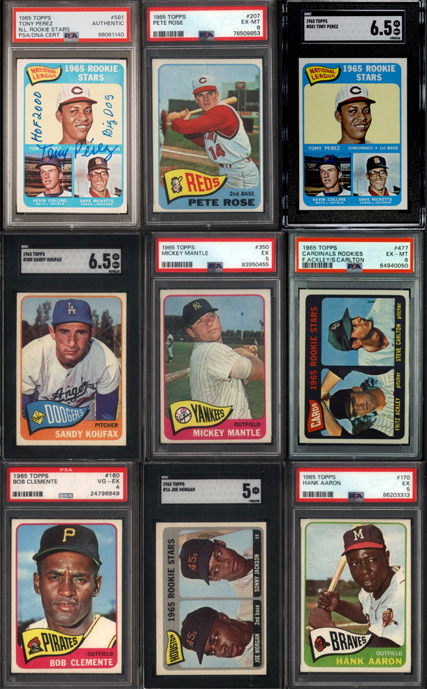 1965 Topps Baseball Set Break 598 Spot Random Card (Mickey Mantle PSA 5, Steve Carlton Rookie PSA 6, Sandy Koufax SGC 6.5, Tony Perez Signed Rookie PSA Authentic w/ (2) Inscriptions, etc!)