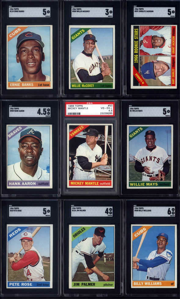 1966 Topps Baseball Set Break 598 Spot Random Card (Mickey Mantle PSA PSA 4.5, Jim Palmer Rookie SGC 4, Willie Mays SGC 5, Pete Rose SGC 5, Hank Aaron SGC 4.5, etc!)