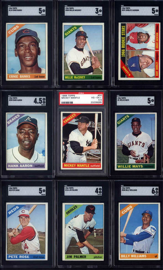 1966 Topps Baseball Set Break 598 Spot Random Card (Mickey Mantle PSA PSA 4.5, Jim Palmer Rookie SGC 4, Willie Mays SGC 5, Pete Rose SGC 5, Hank Aaron SGC 4.5, etc!)