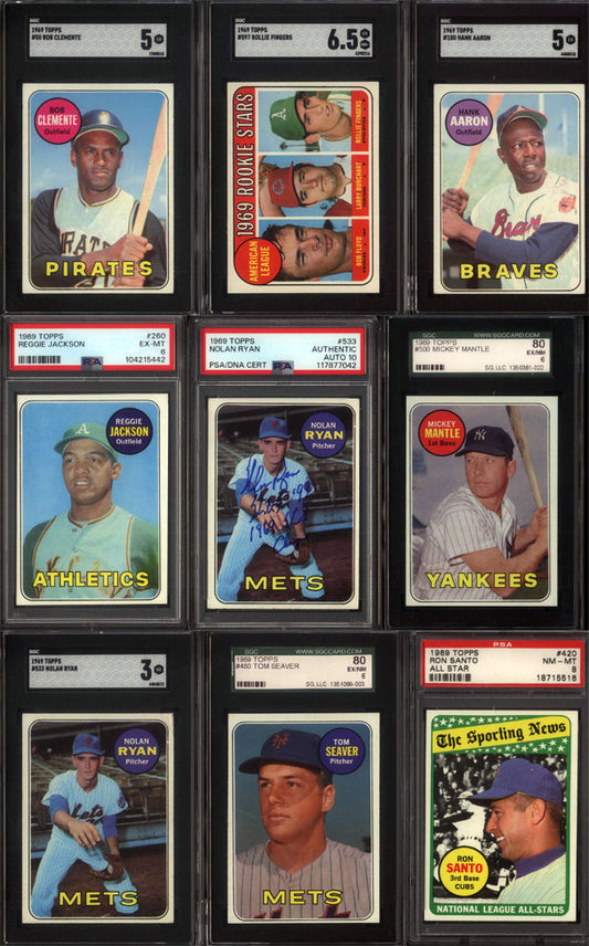 1969 Topps Baseball Set Break 664 Spot Random Card (Reggie Jackson Rookie PSA 6, Nolan Ryan Signed 2nd Year w/ HOF & 1969 World Champs Inscriptions PSA 10 Auto, Mickey Mantle SGC 6, etc!)