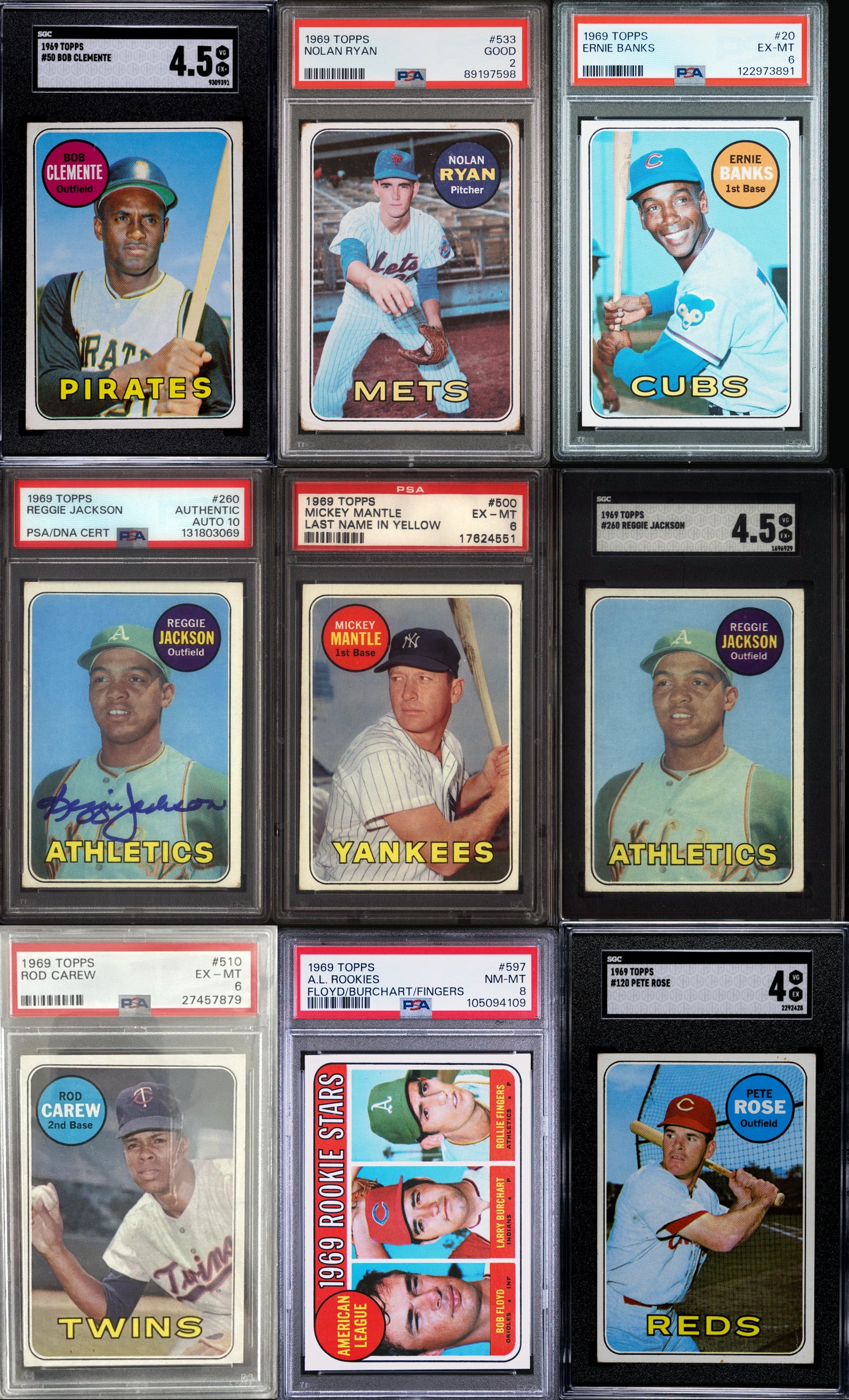 1969 Topps Baseball Set Break 664 Spot Random. (Mickey Mantle PSA 6, Reggie Jackson Signed Rookie PSA 10 Auto, Reggie Jackson Rookie SGC 4.5, etc!)