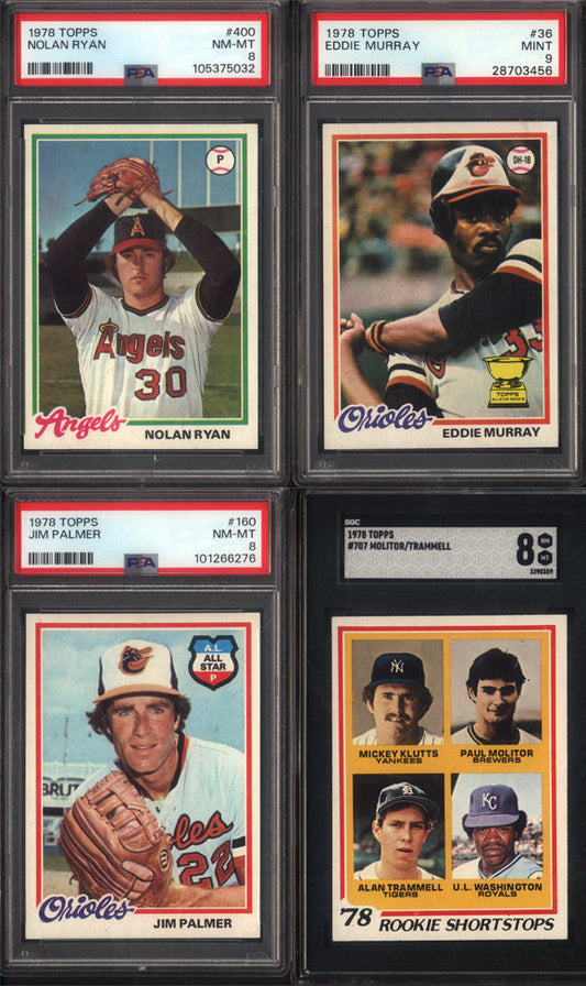 1978 Topps Baseball Set Break 726 Spot Random Card (Eddie Murray Rookie PSA 9, Paul Molitor/Alan Trammell Rookie SGC 8, Nolan Ryan PSA 8, etc!)