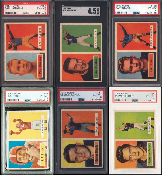 1957 Topps Football Set Break 154 Spot Random Card (Bart Starr Rookie PSA 4, Johnny Unitas Rookie SGC 4.5, Paul Hornung Rookie PSA 6, etc!)