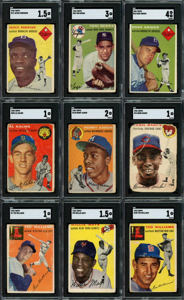 1954 Topps Baseball Set Break 250 Spot Random Card (Hank Aaron Rookie SGC 2, Ernie Banks Rookie SGC 1, Al Kaline Rookie SGC 1, Yogi Berra SGC 3, Jackie Robinson SGC 1.5, etc!)