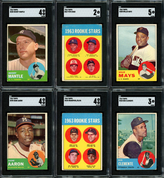 1963 Topps Baseball Set Break 576 Spot Random Card (Pete Rose Rookie SGC 2, Mickey Mantle SGC 4, Willie Mays SGC 5, Tony Oliva Rookie SGC 4, Hank Aaron SGC 4, etc!)