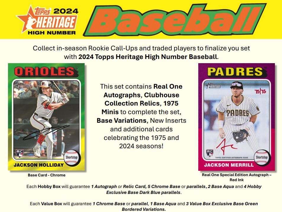 2024 Topps Heritage High Number Baseball Hobby Box Personal