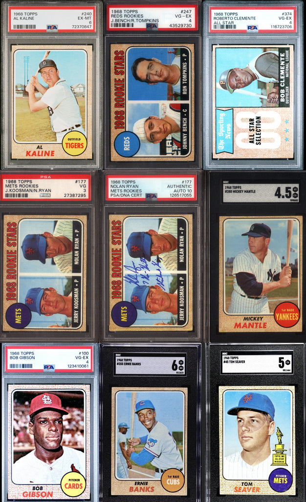 1968 Topps Baseball Set Break 598 Spot Random Card (Nolan Ryan Rookie PSA 3, Nolan Ryan Signed Rookie w/ (2) Inscriptions PSA 10 Auto, Mickey Mantle SGC 4.5, Johnny Bench Rookie PSA 4, etc!)