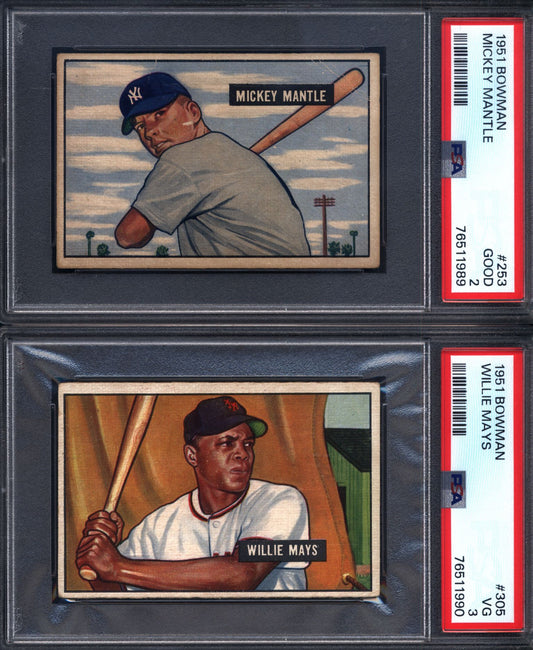 1951 Bowman Baseball Set Break 324 Spot Random Card (Mickey Mantle Rookie PSA 2, Willie Mays Rookie PSA 3, etc!)