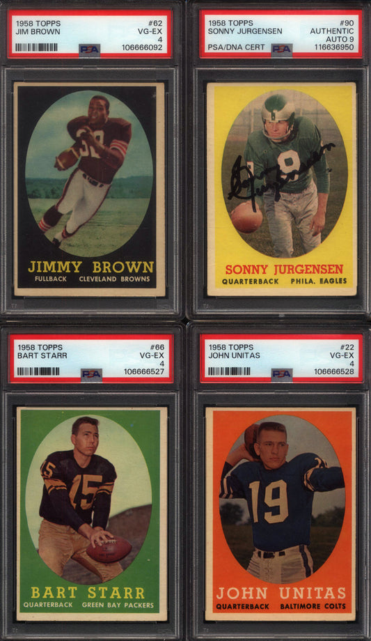1958 Topps Football Set Break 132 Spot Random Card (Jim Brown Rookie PSA 4, Sonny Jurgensen Signed Rookie w/ PSA 9 Auto, Johnny Unitas 2nd Year PSA 4, etc!)