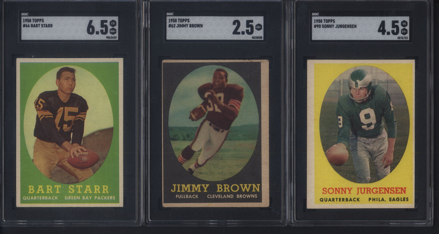 1958 Topps Football Set Break 132 Spot Random Card (Jim Brown Rookie SGC 2.5, Sonny Jurgensen Rookie SGC 4.5, Bart Starr 2nd Year SGC 6.5, etc!)