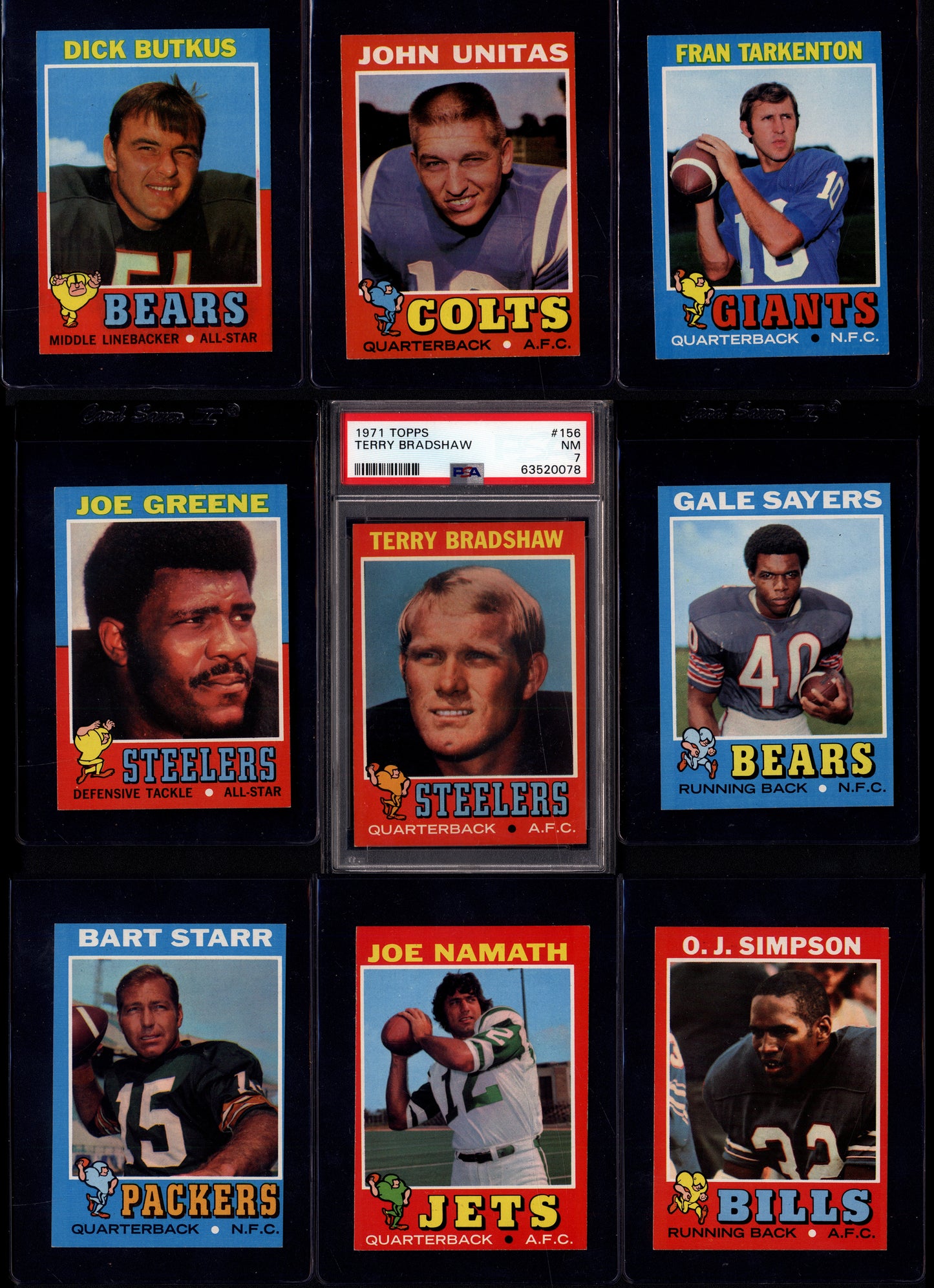 1971 Topps Football Set Break 263 Spot Random Card (Terry Bradshaw Rookie PSA 7, etc!)