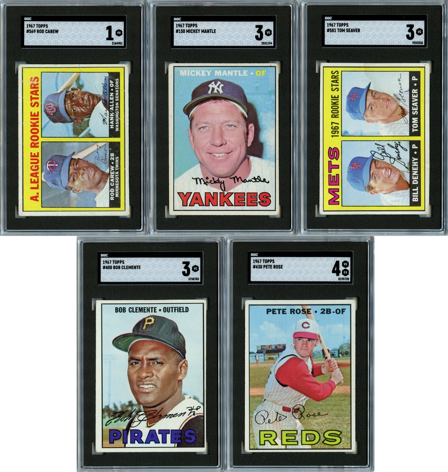1967 Topps Baseball Set Break 609 Spot Random Card (Tom Seaver Rookie SGC 3, Mickey Mantle SGC 3, Pete Rose SGC 4, etc!)